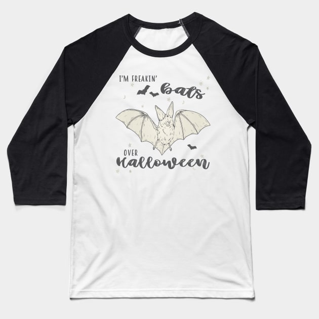 Freakin Bats Over Halloween Baseball T-Shirt by frickinferal